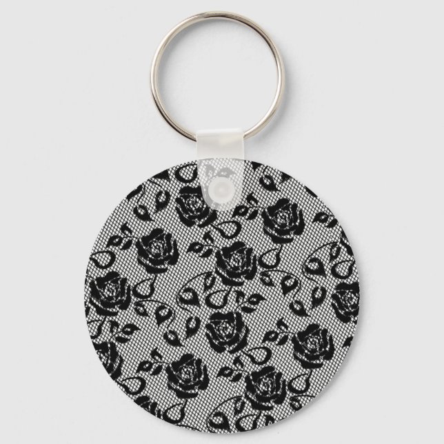 Llavero Faux Black Lace Rosa Fishnet Keychain (Anverso)