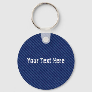 Llavero Faux Blue Jeans Keychain Gift Custom Text and Font
