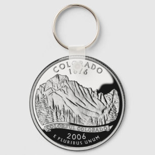 Llavero Faux Colorado State Quarter Rocky Mountains Trees