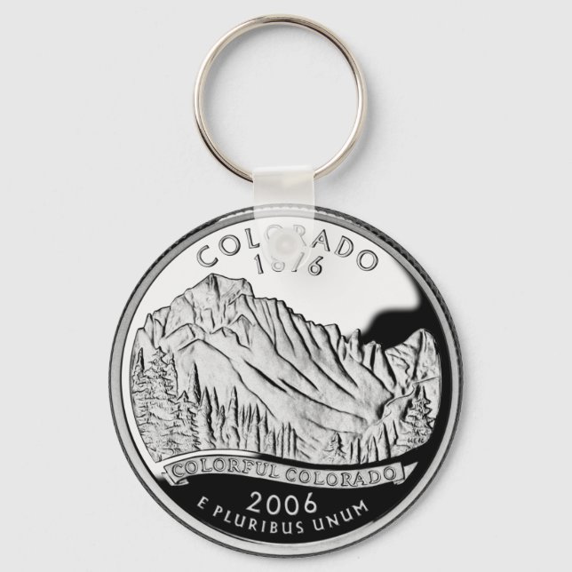 Llavero Faux Colorado State Quarter Rocky Mountains Trees (Anverso)