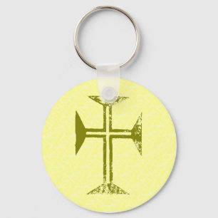 Llavero Faux Gold Destroyed Look Cross