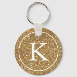 Llavero Faux Gold Purpurina Circle | Monograma inicial