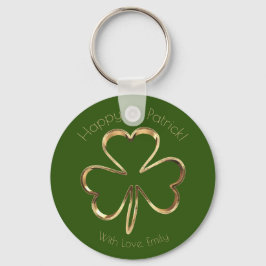 Llavero Faux Gold Shamrock Clover Personalizado Textos St.