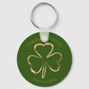 Llavero Faux Gold Shamrock Clover Personalizado Textos St.