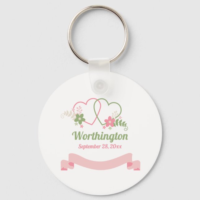 Llavero Favor de boda de dos corazones vinculados personal (Anverso)