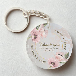 Llavero Favor de Boda Islámico Rosa Rubor Floral Gracias