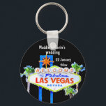 Llavero Favor de la boda de Las Vegas<br><div class="desc">El favor de la boda en Las Vegas - un keychain personalizado que presenta la famosa bienvenida al fabuloso cartel de Las Vegas. Cambie el texto, así como el color y el estilo de la fuente haciendo clic en personalizar y, a continuación, en la pantalla siguiente, seleccione "hacer clic en...</div>