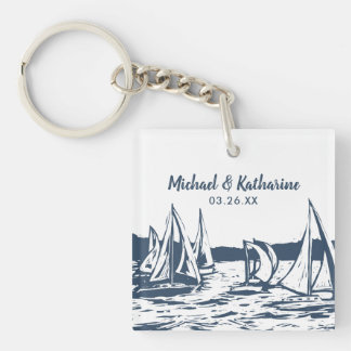 Llavero Favor de la boda Nautical Sailboat Keychain