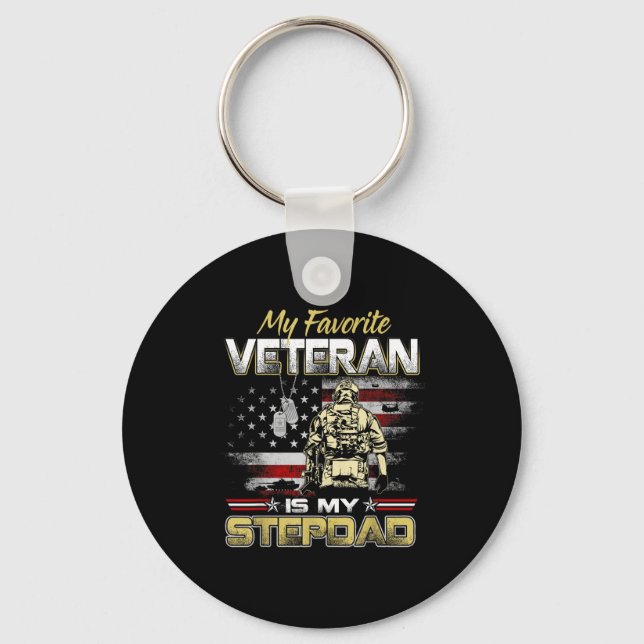Llavero Favorite veteran is stepdad flag fathers veteransF (Anverso)