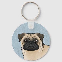 Llavero Fawn Pug Mops Dog Face Close-Up Y Personalizado Te