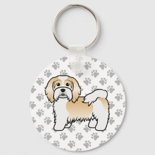 Llavero Fawn Y White Havanese Cute Cartog Dog