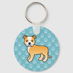 Llavero Fawn Y White Staffordshire Bull Terrier Dog