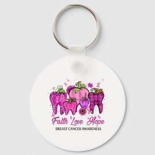 Llavero Fe Amor Esperanza Cáncer de Mama Dientes De Vida D