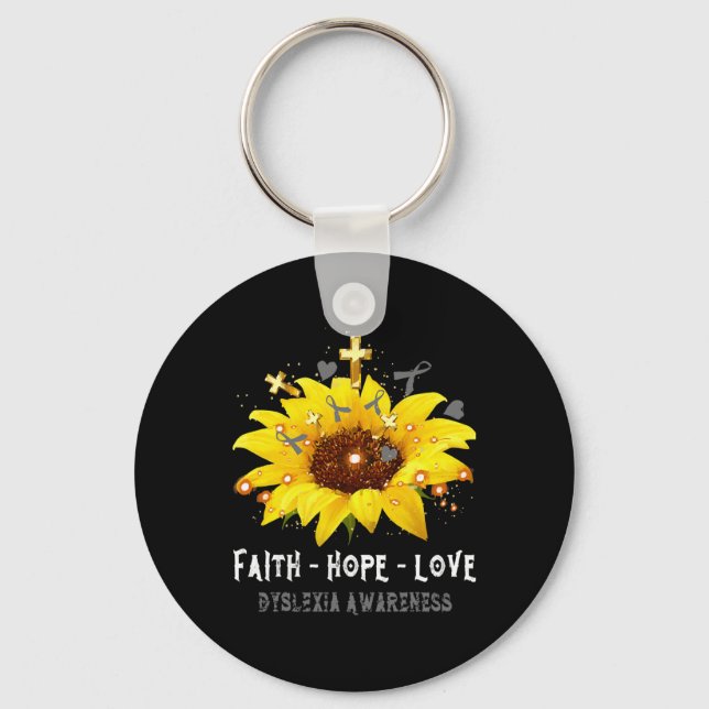 Llavero Fe del girasol Esperanza Amor Dislexia Conciencia  (Anverso)