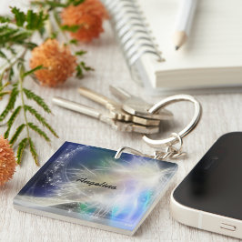 Llavero Feather Angel Feather and Name Keychain