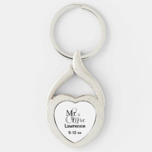 Llavero Fecha de apellido personalizada Sr. y Sra. Boda Pa