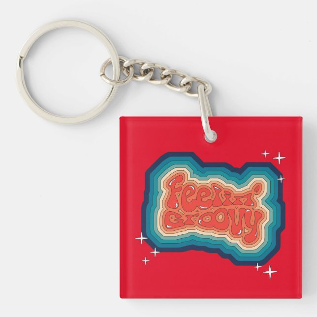 Llavero Feelin' Groovy - estilo 70 (Frente)