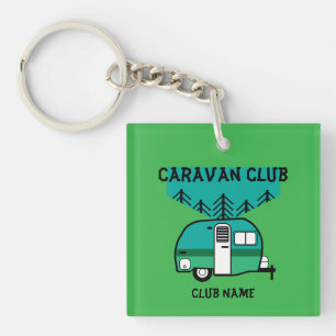Llavero Felices campistas con divertidas caravanas