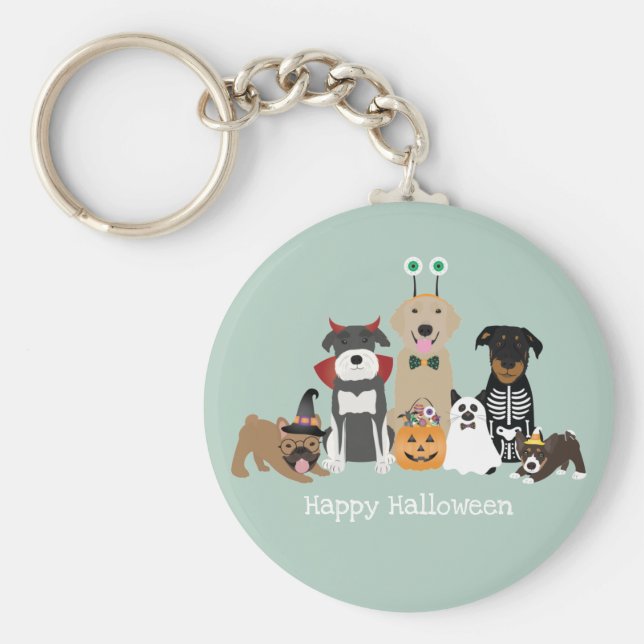 Llavero Felices disfraces Mascotas de Halloween (Frente)