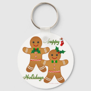 Llavero Felices Fiestas Hombre Mujer de Pan de Jengibre