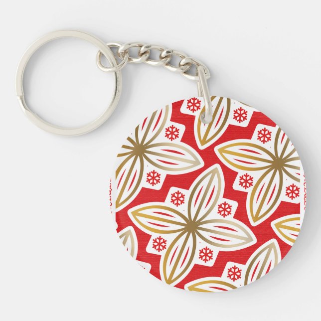 Llavero Felices fiestas | Paz y amor | Flor de pascua | (Frente)