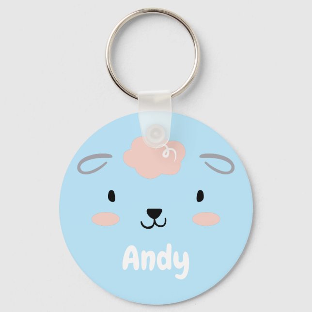 Llavero Felices Flores Bebés Rosa Cara (Anverso)