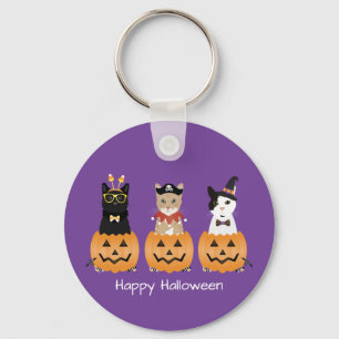 Llavero Felices gatos de Halloween Jack O Lantern