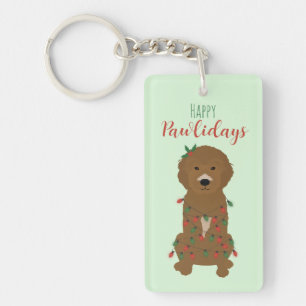 Llavero Felices Pawlidays Luces de Navidades Goldendoodle