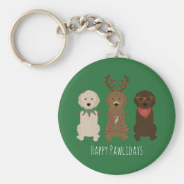 Llavero Felices Pawlidays Luces de Navidades Goldendoodle