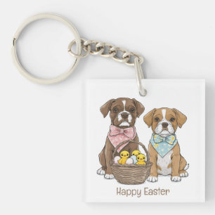 Llavero Felices perros del Boxer de Pascua
