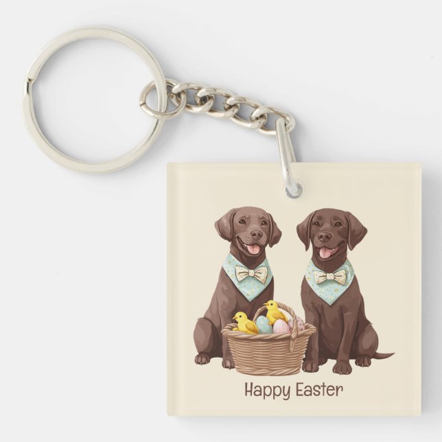 Llavero Felices perros recuperadores de chocolate de Pascu (Frente)