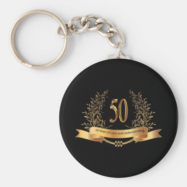 Llavero Felices regalos del 50° Aniversario del Boda (Frente)