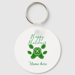 Llavero Felices vacaciones perro mascota perro verde paw c