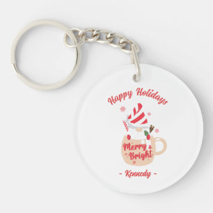 Llavero Felices vacaciones - Pink Mug Hot Cocoa Merry & Br