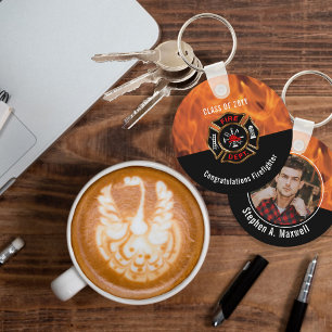 Llavero Felicidades Bombero Clase de Llamas   Nombre