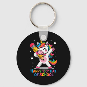 Llavero Feliz 100º Día De Escuela Lindo Unicornio De Arcoí