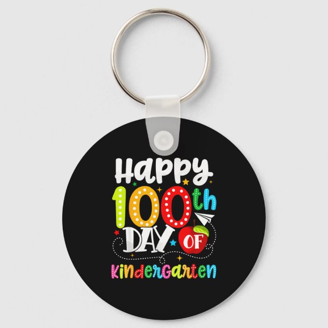 Llavero Feliz 100º día de jardín de niños divertido maestr (Anverso)