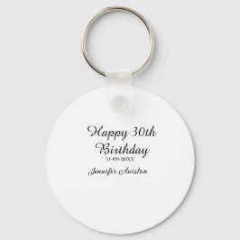 Llavero Feliz 30 cumpleaños agregar fecha elegante simple
