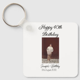 Llavero Feliz 40 cumpleaños foto simple moderno mínimo