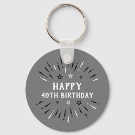 Llavero Feliz 40° cumpleaños fuegos artificiales Blanco ne