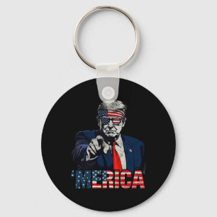 Llavero Feliz 4 de julio América Trump Bandera Americana U