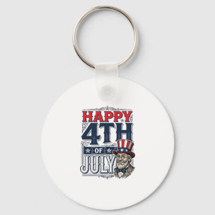 Llavero Feliz 4 de julio Diseño de camiseta patriótica vin