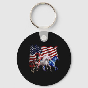 Llavero Feliz 4 De Julio La Bandera Estadounidense Caballo