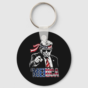 Llavero Feliz 4 De Julio Merica Trump Bandera Estadouniden