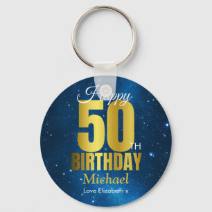 Llavero Feliz 50 aniversario de oro azul
