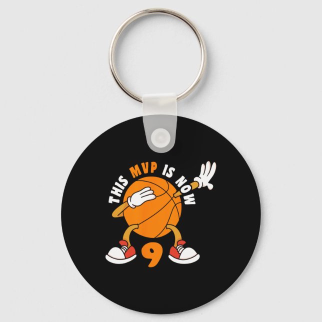 Llavero Feliz 9 cumpleaños 9 años MVP Baloncesto 9 Bir (Anverso)