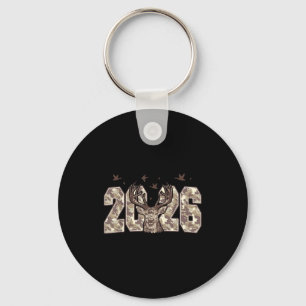 Llavero Feliz Año Nuevo 2026 Camuflaje Caza de Ciervos