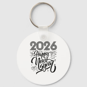Llavero Feliz Año Nuevo 2026, fuegos artificiales