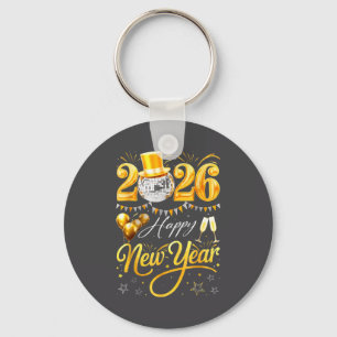 Llavero Feliz Año Nuevo 2026 Sombrero Dorado Bola de Disco