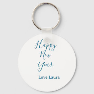 Llavero Feliz año nuevo añádase nombre amor azul simple mí
